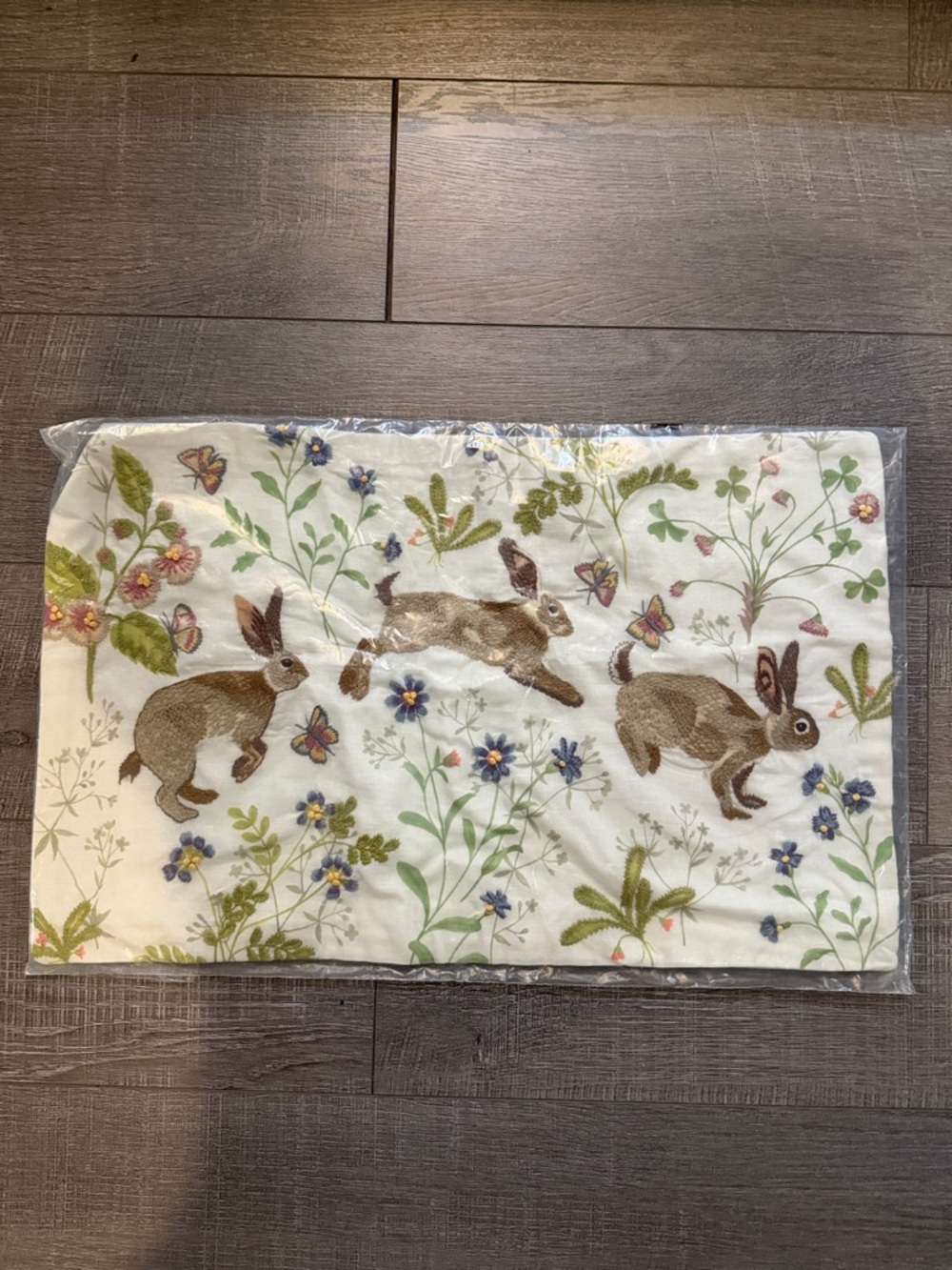 Pottery Barn - Spring Bunny Embroidered Lumbar Pillow Cover